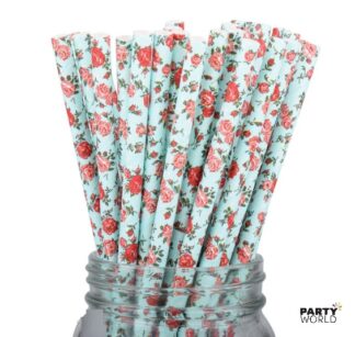 floral paper straws