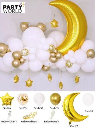 gold & white moon and stars garland