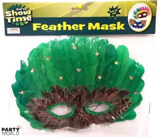 green & brown masquerade mask
