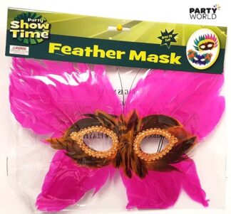 masquerade mask pink feather
