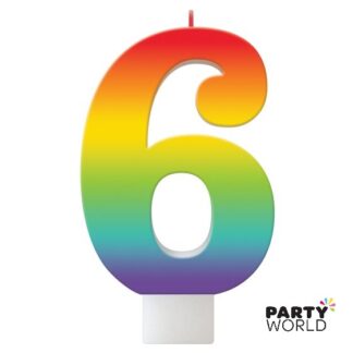 rainbow number 6 candle