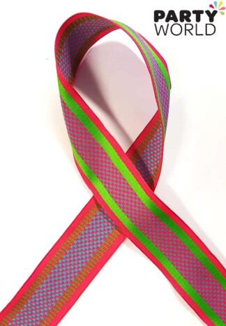 fabric ribbon colourful neon green & pink