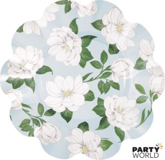 floral paper plates blue & white nz