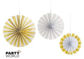 gold & white paper fans