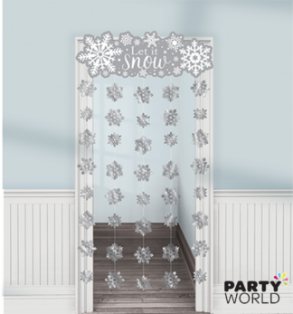let it snow winter door curtain with snowflakes