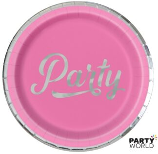 pink party paper plates