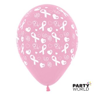 pink ribbon latex balloons