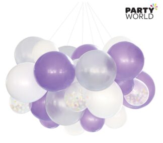 purple silver & white balloon chandelier kit