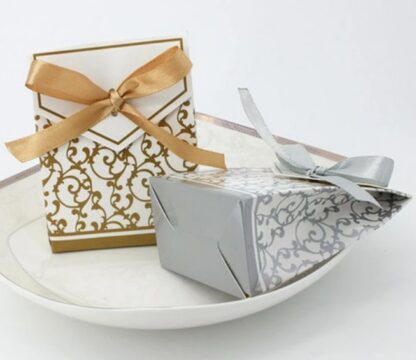 wedding treat boxes gold silver