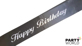 black happy birthday sash