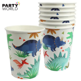dinosaur party white paper cups