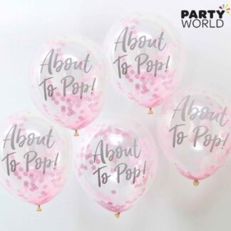 about to pop pink confetti latex balloons