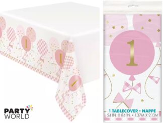 pink 1st birthday tablecover