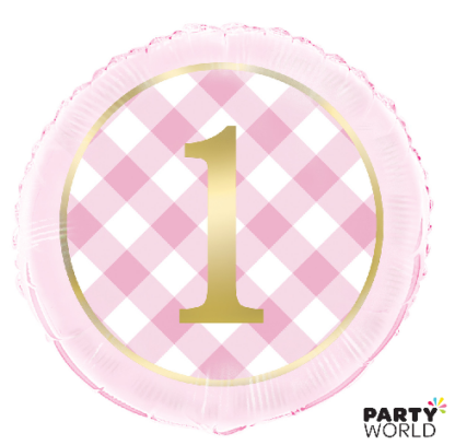 pink & gold 1st birthday foil balloon