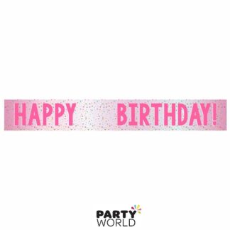 pink happy birthday banner