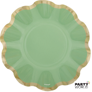 sage green & gold paper plates bowls