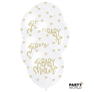 white & gold baby shower balloons