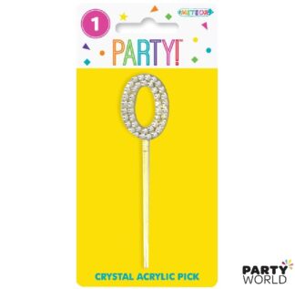 crystal acrylic pick cake topper number 0