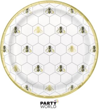 gold bumble bee paper plates