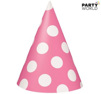 hot pink polka dot party hats