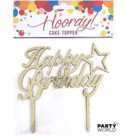 Happy Birthday' Wooden Cake Topper