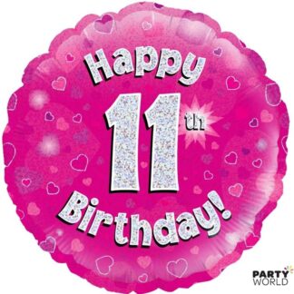 11th birthday pink foil balloon