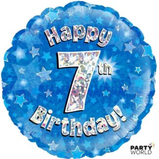 7th birthday blue foil balloon