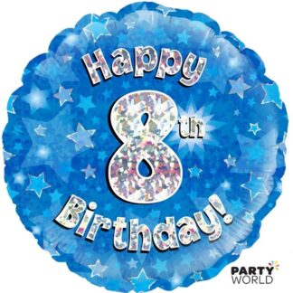 8th birthday blue foil balloon