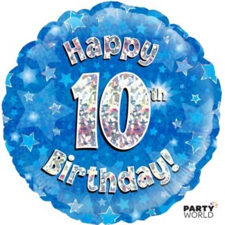 blue 10th birthday foil balloon