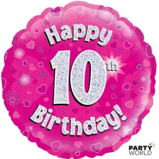 pink 10th birthday foil balloon