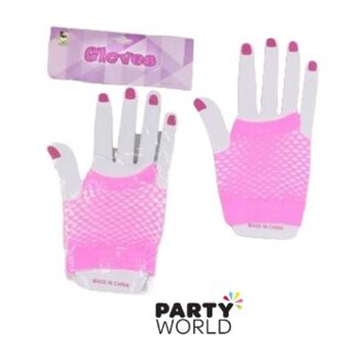 pink fishnet gloves