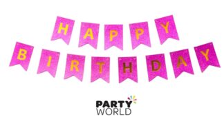 pink glitter birthday banner