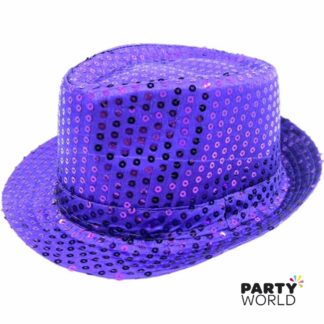 purple sparkly fedora hat