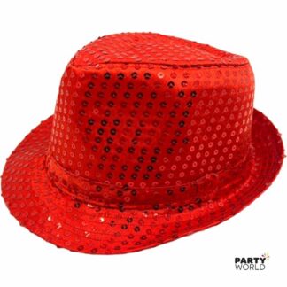 red sequins fedora hat