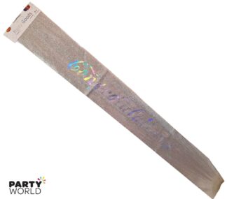 Congratulations Sash – Glittery Silver with Iridescent Print Party Hats, Blowouts, Badges & Sashes 2