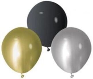Mini 5in Latex Balloons - Gold Silver And Black (20pk)