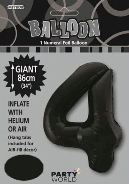black foil number 4 giant balloon