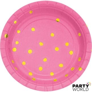 pink and gold paper plates