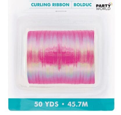 pink iridescent curling ribbon