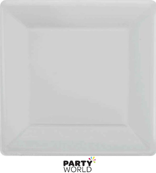 Silver Square Paper Plates 7in 20pk Party World