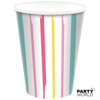 summer pastel stripes paper cups