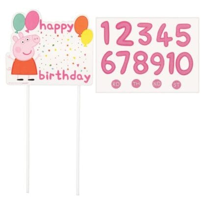 Peppa Pig Confetti Party Customisable Cake Topper Pick