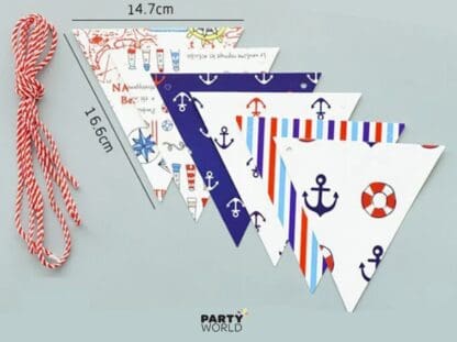 Nautical Party Flag Banner 1.8m Tropical Tableware - Plates, Cups, Confetti,... 3