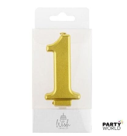 number 1 gold candle 1st birthday