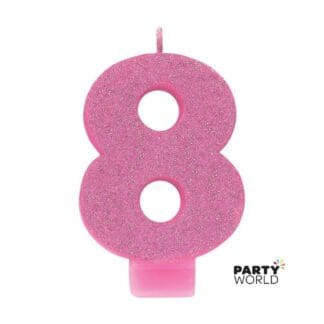 pink glitter number 8 candle