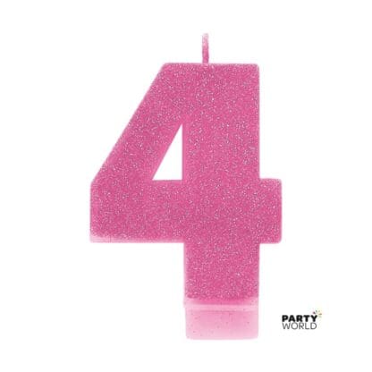 pink glitter number candle 4