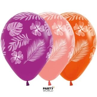 tropical palm leaves helium balloons