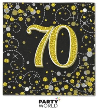 70th napkins black and gold