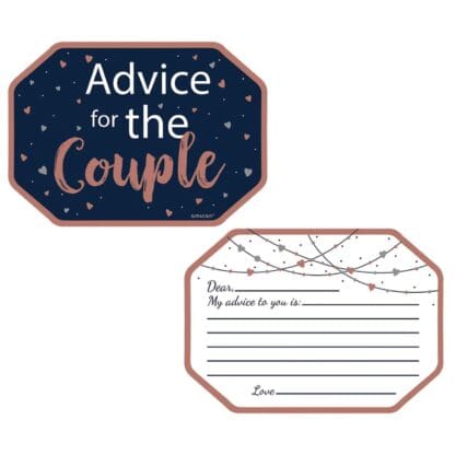 Rose Gold & Navy Bride & Groom Advice Cards (24pk) ENGAGEMENT 3