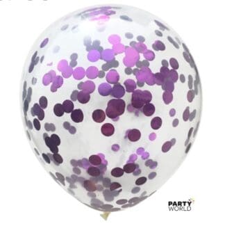 purple confetti latex balloons